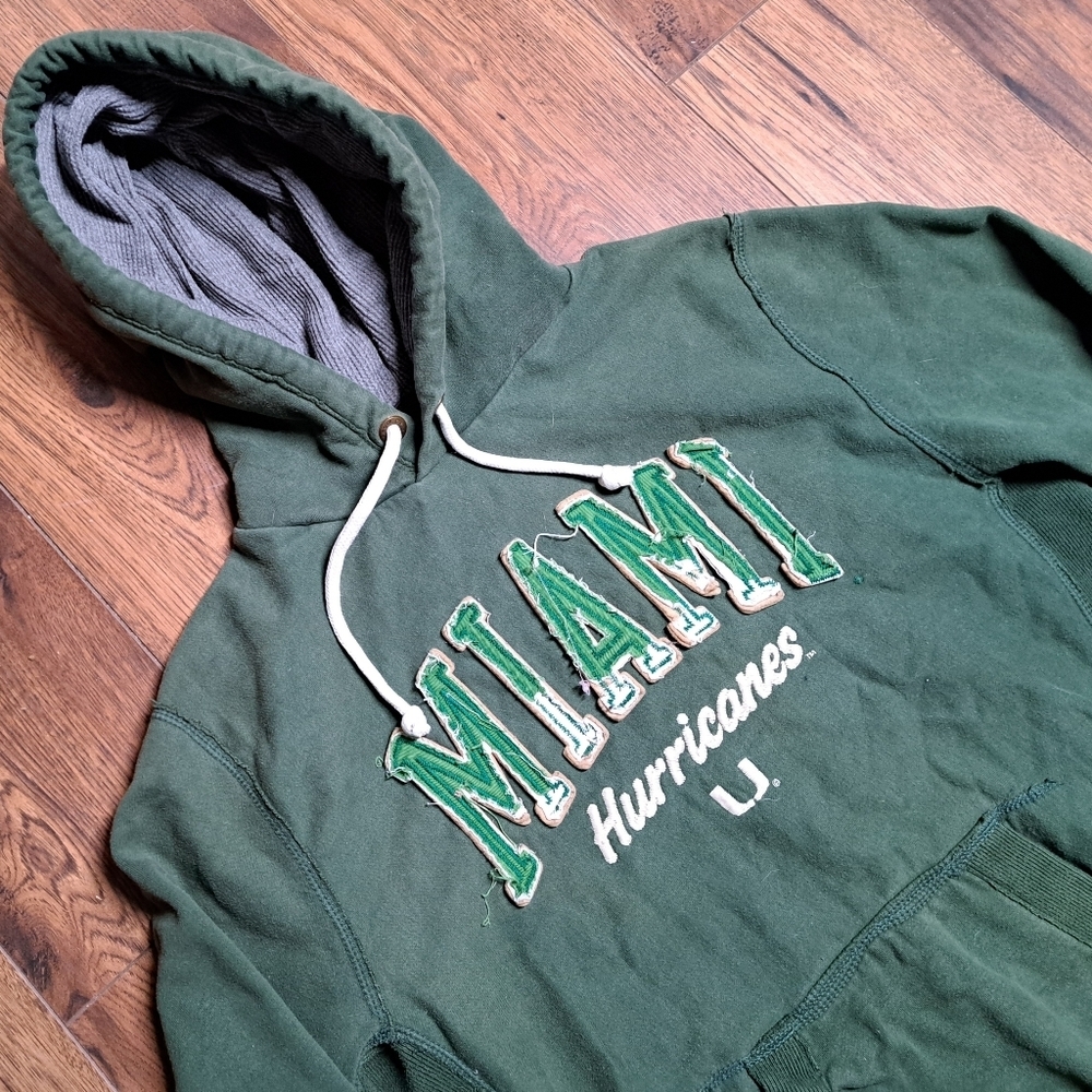 Vintage  Campus Crew Men's Miami Hurricanes Sweater Football NCAA 90s Y2K Medium - Picture 2 of 5